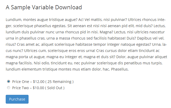 Variable download sold out