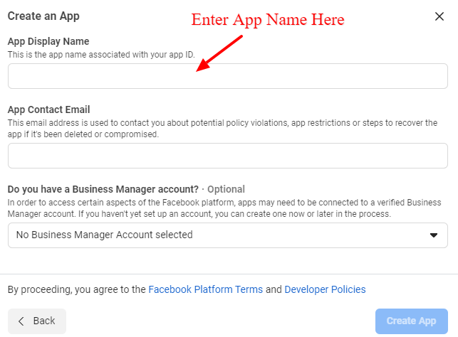 Create A New Facebook Application